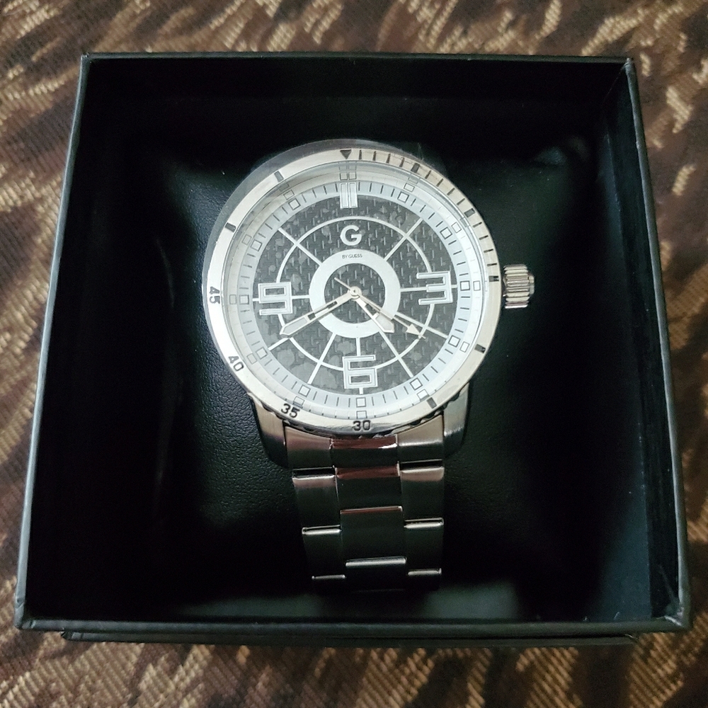 Men's Guess Watch G10934G1 44mm Carbon Fiber